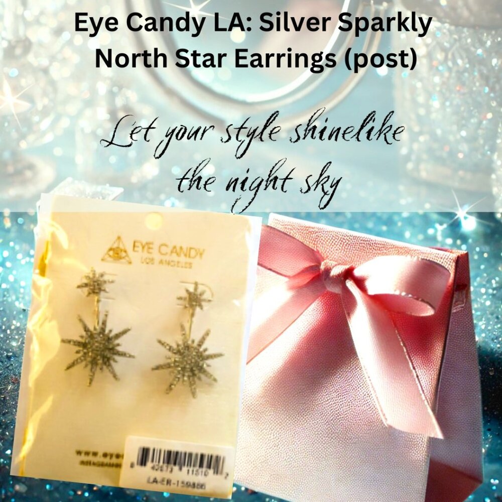 Silver Eye Candy LA North Star Earrings-Attention Grabbing Celestial Sparkle NWT